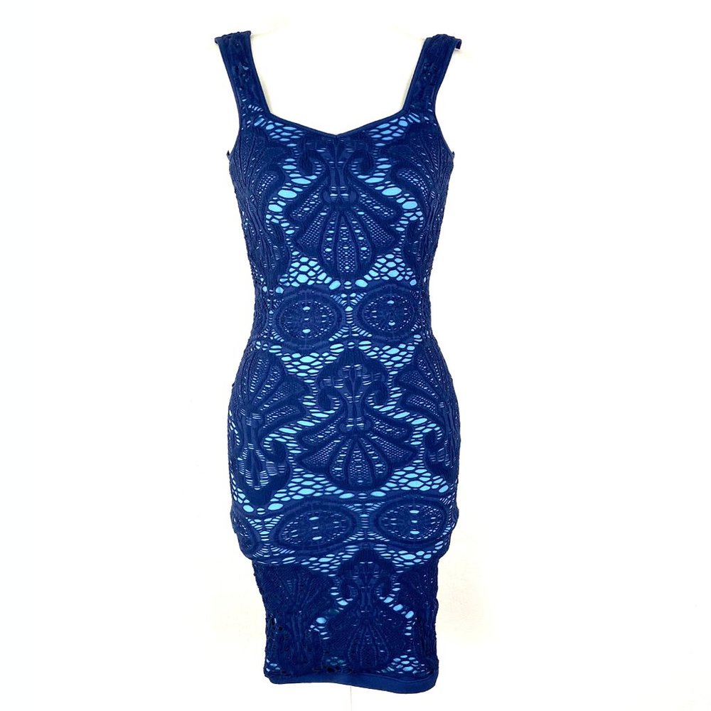 Free People body con stretch crochet lace dress
